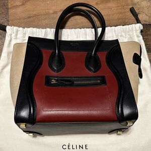 Celine Tricolor Leather Mini Luggage Tote